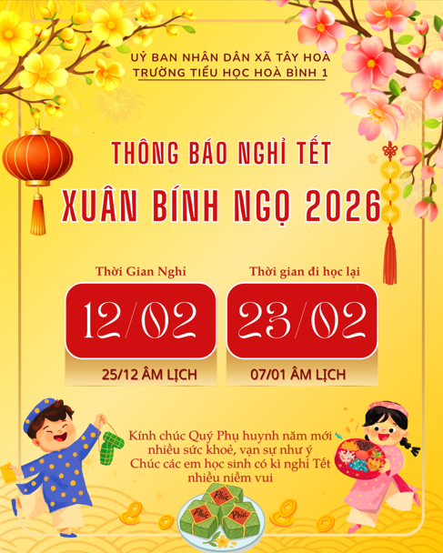THÔNG BÁO LỊCH NGHỈ TẾT NGUYÊN ĐÁN 2026 THÔNG BÁO LỊCH NGHỈ TẾT NGUYÊN ĐÁN 2026